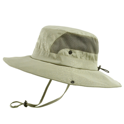 Summer Men'S Outdoor Leisure Big Brim Two Styles Fisherman Hat With Windproof Rope