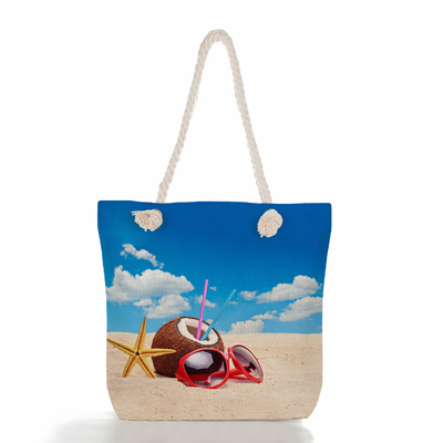 Beach Shell Pineapple Print Thick Rope Large Capacity Beach Bag For Outside