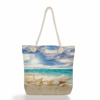 Beach Shell Pineapple Print Thick Rope Large Capacity Beach Bag For Outside