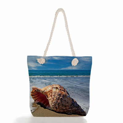 Beach Shell Pineapple Print Thick Rope Large Capacity Beach Bag For Outside