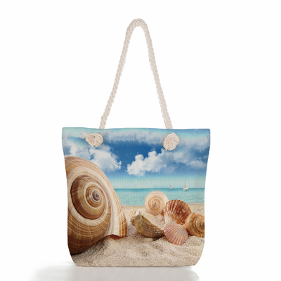 Beach Shell Pineapple Print Thick Rope Large Capacity Beach Bag For Outside