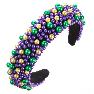 Wholesale Baroque sponge pearl hair band  Hand beaded polychromatic amine wide edge headband
