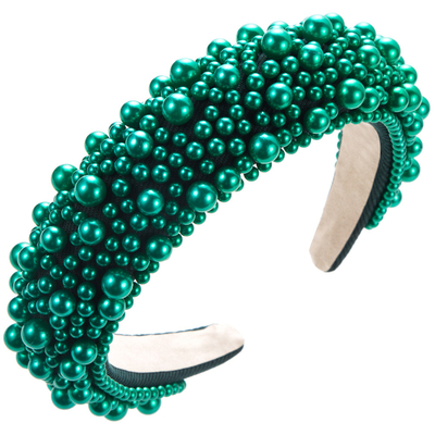 Wholesale Baroque sponge pearl hair band  Hand beaded polychromatic amine wide edge headband