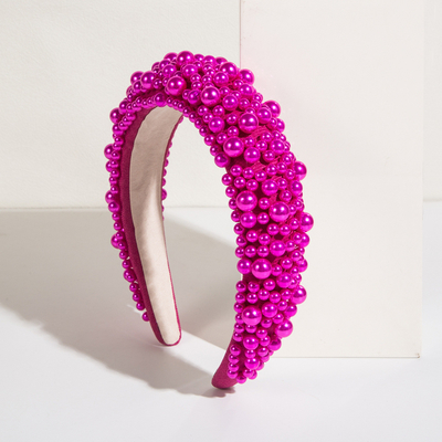 Wholesale Baroque sponge pearl hair band  Hand beaded polychromatic amine wide edge headband