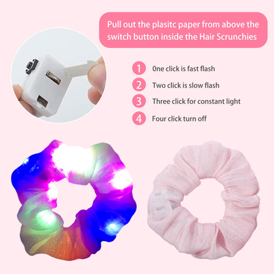 New LED mesh large scrunchie Luminous Hair Tie