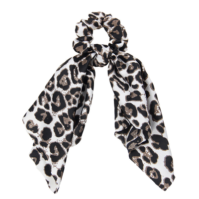 Ribbon Scrunchies Leopard pattern fabric hair tie