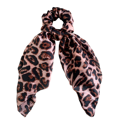 Ribbon Scrunchies Leopard pattern fabric hair tie