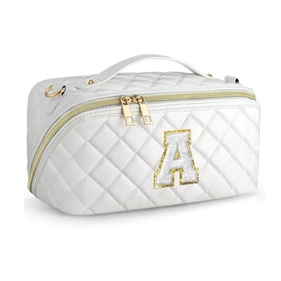 PU Diamond lattice letter makeup bag Multi-functional waterproof toiletry bag