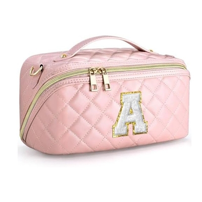 PU Diamond lattice letter makeup bag Multi-functional waterproof toiletry bag