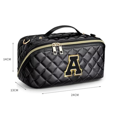 PU Diamond lattice letter makeup bag Multi-functional waterproof toiletry bag