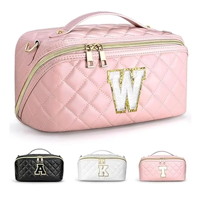 PU Diamond lattice letter makeup bag Multi-functional waterproof toiletry bag