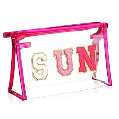 PVC transparent alphabet makeup bag Zipper clutch bag Portable waterproof travel storage bag