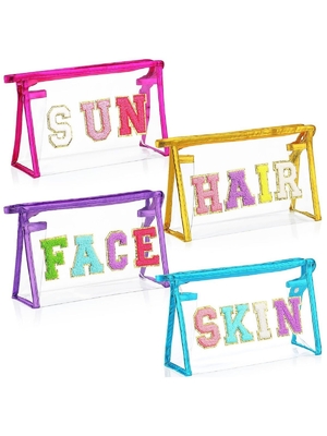 PVC transparent alphabet makeup bag Zipper clutch bag Portable waterproof travel storage bag