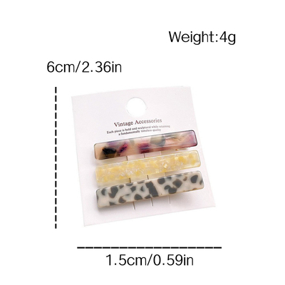 3pcs one set color acetic acid hair clip simple fashion one-line clip duck beak clip