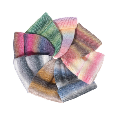Cross border tie dye gradient knit hat Rainbow warm thick woolen hat
