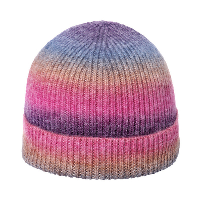 Cross border tie dye gradient knit hat Rainbow warm thick woolen hat