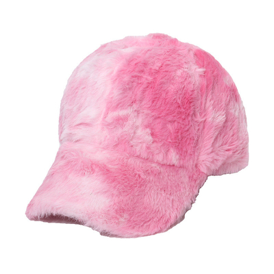 All  match plush cold hat rainbow gradient color tie dye imitation rabbit hair baseball cap