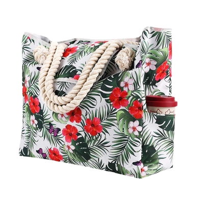 Large Beach bag Holiday printing portable shoulder bag Large capacity  canvas bag