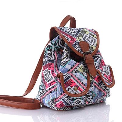Printed Canvas Back Pack Shoulders Lady Bag