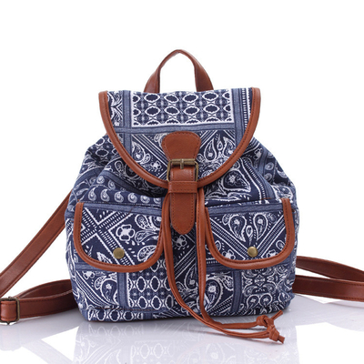 Printed Canvas Back Pack Shoulders Lady Bag