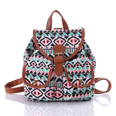 Printed Canvas Back Pack Shoulders Lady Bag
