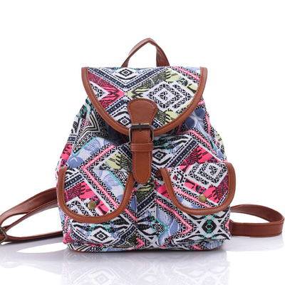Printed Canvas Back Pack Shoulders Lady Bag