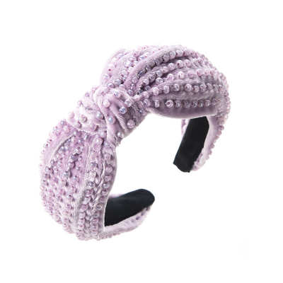 Velvet Handmade Beaded Headband Knot Wide Brim Hair Band
