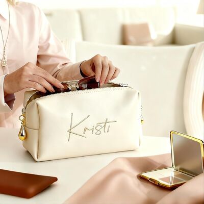 PU Letter Printing Makeup Bag Multi Functional Storage Bag
