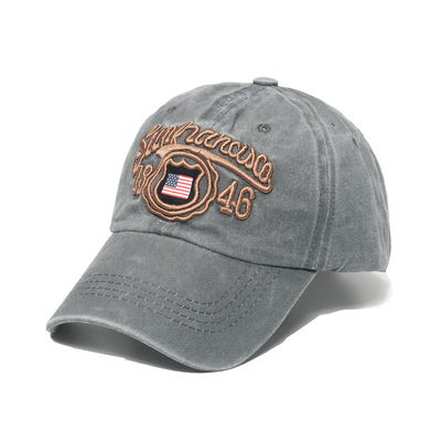 Vintage  Washed Cotton Baseball Cap With American Flag and 1846 Letters Embroidered