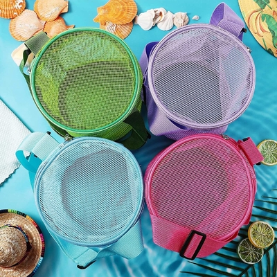 New Children'S Mesh Shell Storage Bag Beach Three-Dimensional Round Sand Bucket