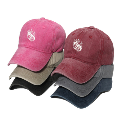 Spring/Summer Versatile Washed And Distressed Baseball Hat With Butterfly Print for female