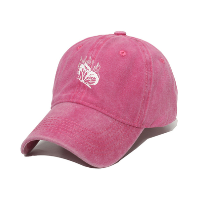 Spring/Summer Versatile Washed And Distressed Baseball Hat With Butterfly Print for female