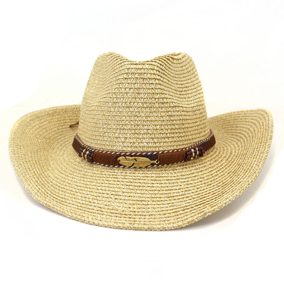 Western Cowboy Outdoor Beach Rolled Big Brim Straw Hat for men and women