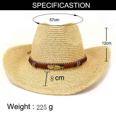 Western Cowboy Outdoor Beach Rolled Big Brim Straw Hat for men and women