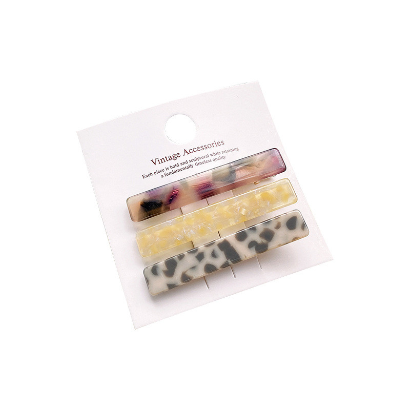 3pcs one set color acetic acid hair clip simple fashion one-line clip duck beak clip