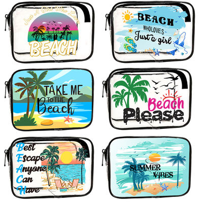Sacchetto per trucco trasparente, sacchetto cosmetico in PVC di grande capacità, sacchetto da viaggio, sacchetto da spiaggia